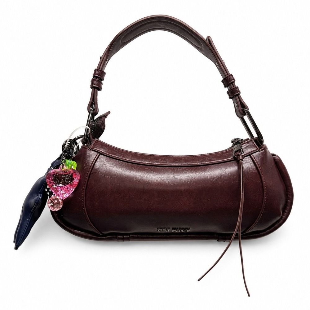 Steve Madden BFRANZ Charms Shoulder Bag Baguette Burgundy Y2K McBling NWOT Purse